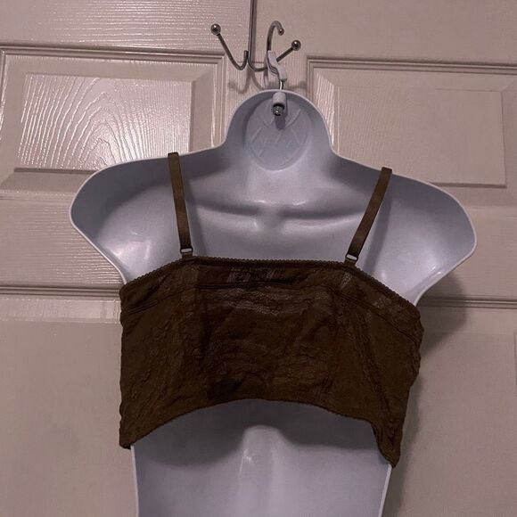 Free People Large Forest Green Bralette Floral Lace - Picture 4 of 5